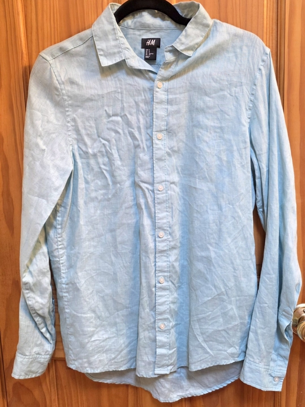 H&M Linen Green Men's Casual Button-Down Shirt